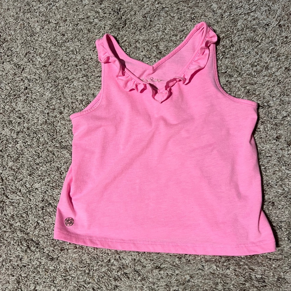 Lilly Pulitzer Pink Girl's Mini Ruffle Tank - Alessa Top